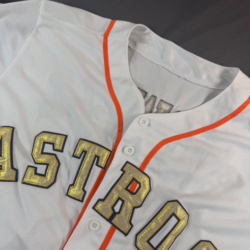 Majestic Houston Astros Jeff Bagwell 5 2017 World Series Gold Jersey 48 White
